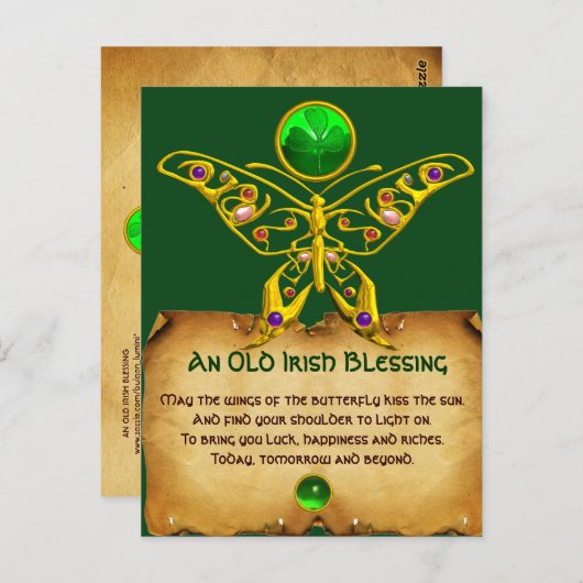 Oude Irish Blessing for Luck Parchment Briefkaart (Voorkant / Achterkant)