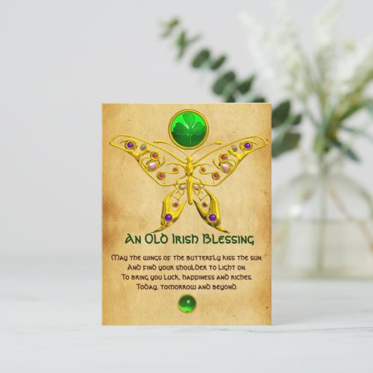 Oude Irish Blessing for Luck Parchment Briefkaart (Staand voorkant)
