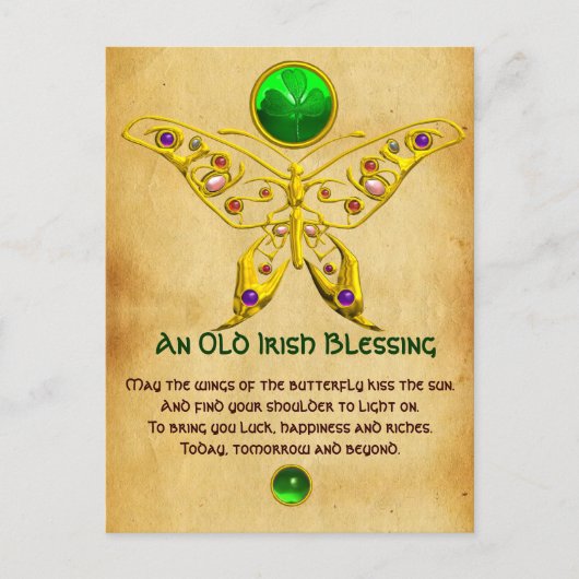 Oude Irish Blessing for Luck Parchment Briefkaart (Voorkant)