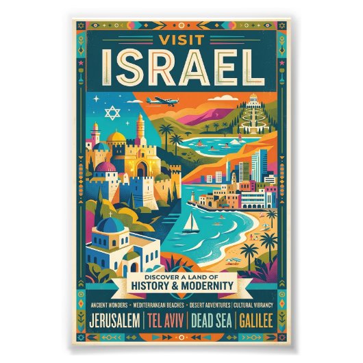 Oude Israël Reisposter Foto Afdruk (Voorkant)