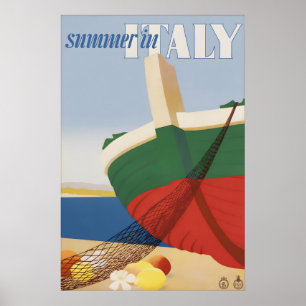 Oude Italia Zomer Reisposter Middellandse Zee Poster