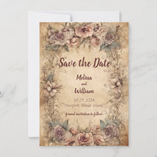Oude Italiaanse Bruiloft Save The Date (Voorkant)