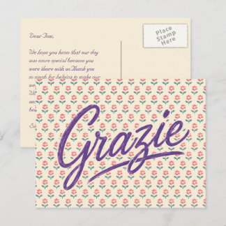 Oude Italiaanse Grazie Bloemige Trouw Dankkaart Briefkaart