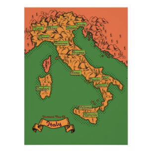 Oude Italiaanse kaart Perfect Poster