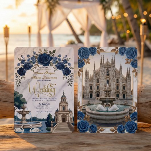Oude Italiaanse Kathedraal & Zwanen Bruiloft Kaart