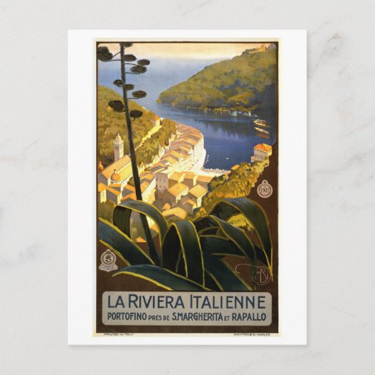 Oude Italiaanse Rivièra Reisposter Briefkaart (Voorkant)