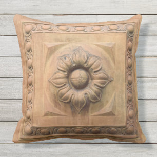 Oude Italiaanse terracotta floral plaque, rosette  Buitenkussen