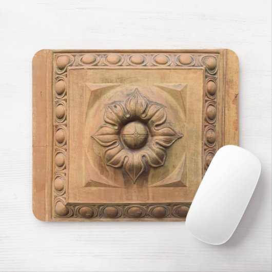 Oude Italiaanse terracotta floral plaque, rosette  Muismat (Met muis)