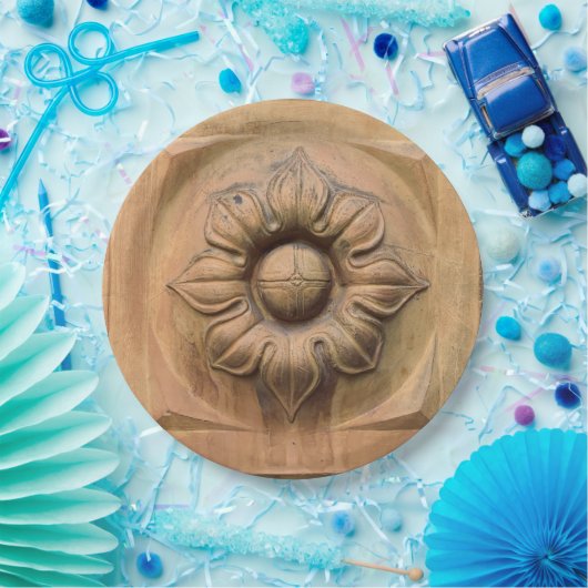 Oude Italiaanse terracotta floral plaque, rosette  Papieren Bordje (Feest)