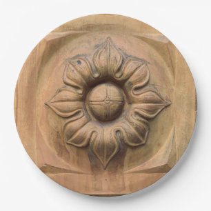 Oude Italiaanse terracotta floral plaque, rosette Papieren Bordje