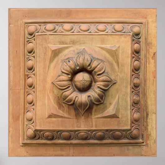 Oude Italiaanse terracotta floral plaque, rosette  Poster (Voorkant)