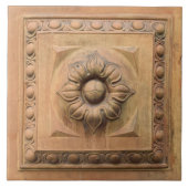 Oude Italiaanse terracotta floral plaque, rosette Tegeltje (Voorkant)