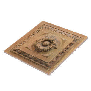 Oude Italiaanse terracotta floral plaque, rosette  Tegeltje