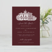 Oude Italiaanse Villa Diep Bourgondi Trouwdag Save The Date (Staand voorkant)