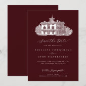 Oude Italiaanse Villa Diep Bourgondi Trouwdag Save The Date (Voorkant / Achterkant)