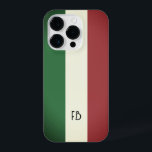 Oude  Italiaanse vlag van het Italiaanse douanemon iPhone 14 Plus Hoesje<br><div class="desc">Oude  Italiaanse vlag van Italië aangepast monogram iPhone 14 Pro Hoesje. Persoonlijke telefoonafdekking met tricolore strepen. Retrostijlstreep ontwerp.</div>