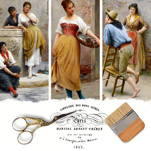Oude Italiaanse Vrouwen Decoupage Inpakpapier Vel