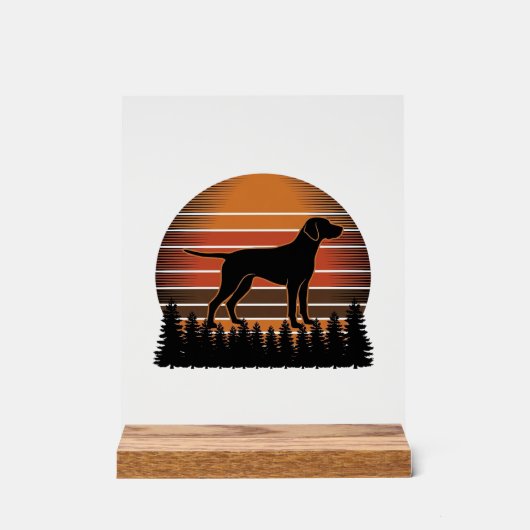 Oude jachthond zonsondergang bos vector ontwerp_1 acryl bord (Voorkant)