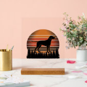 Oude jachthond zonsondergang bos vector ontwerp_1 acryl bord (Huwelijk)