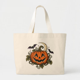 Oude Jack-o-Lantern Halloween boodschappentas Grote Tote Bag