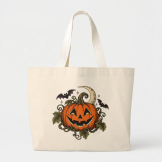 Oude Jack-o-Lantern Halloween boodschappentas Grote Tote Bag