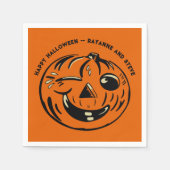 Oude Jack-o-Lantern Pompoen Douane Halloween Servet (Voorkant)