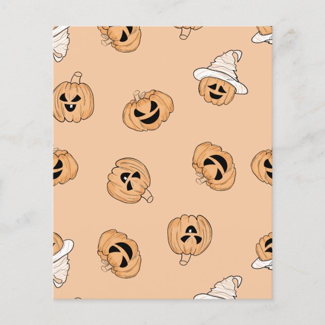 Oude Jack-o'-Lantern Pompoen Patroon Scrapboek  (Voorkant)