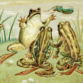 Oude-jahrskaart met kikkers feestdagen kaart