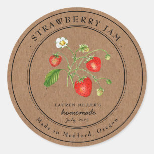 Oude jam van aardbei Kraft papieren inmaaklabel Ronde Sticker