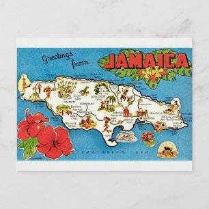 Oude Jamaica Eiland Ansichtkaart Kaart 