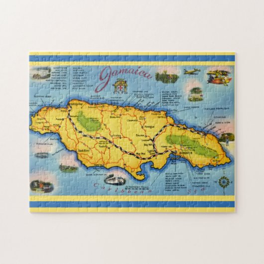 Oude Jamaica kaart ansichtkaart Legpuzzel (Horizontaal)