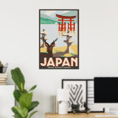 Oude Japan Miyajima Torii Gate Reisposter Poster (Thuiskantoor)