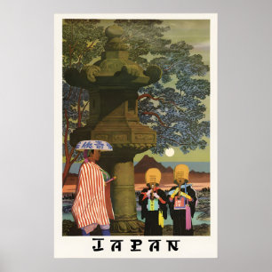 Oude Japan Reisposter Etnische Fluitspelers Poster