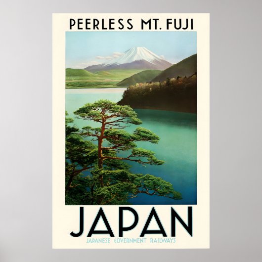 Oude Japan reisposter Muur Kunst Fuji Poster (Voorkant)