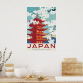 Oude Japan Reisposter Print Pagode Kersenbloesem (Keuken)