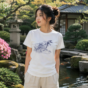 Oude Japanse Blauwe en Witte Koi Karper T-shirt