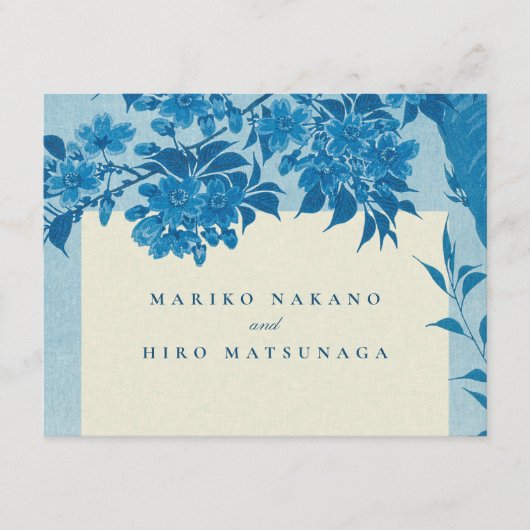 Oude Japanse Blauwe Kersenbloesem Informatiekaartje (Voorkant)