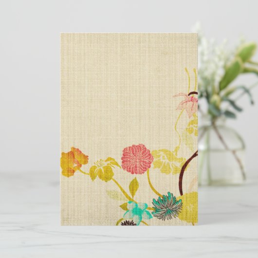 Oude Japanse bloemen Uitnodiging (Staand voorkant)