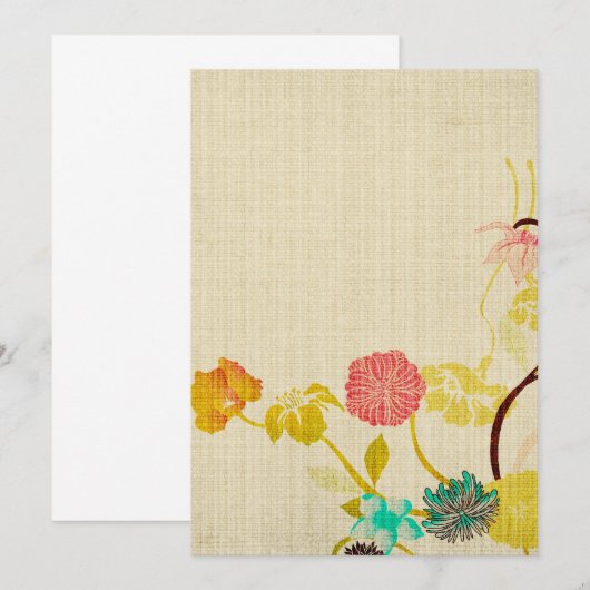 Oude Japanse bloemen Uitnodiging (Voorkant / Achterkant)