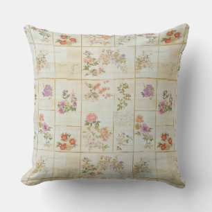 Oude Japanse bloemenkimono patchwork Kussen