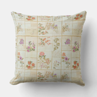 Oude Japanse bloemenkimono patchwork Kussen