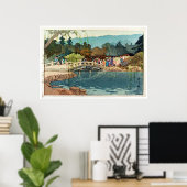 Oude Japanse brug Ukiyo-e Poster (Thuiskantoor)