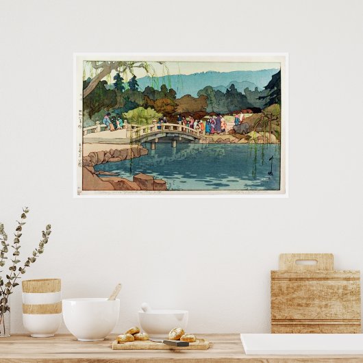 Oude Japanse brug Ukiyo-e Poster (Keuken)