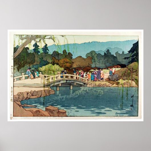 Oude Japanse brug Ukiyo-e Poster (Voorkant)