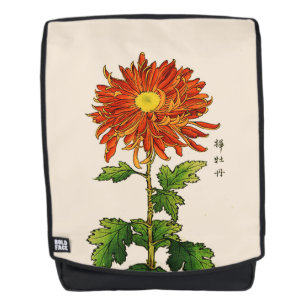 Oude Japanse Chrysanthemum. Oranje en Goud Rugtassen