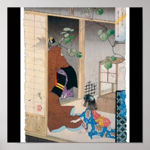 Oude Japanse demon schilderen Poster