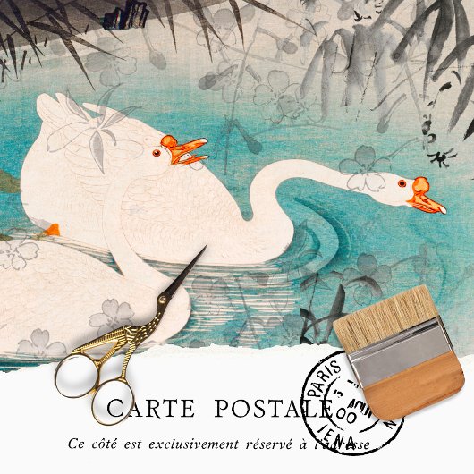 Oude Japanse Ganzen Decoupage Tissuepapier