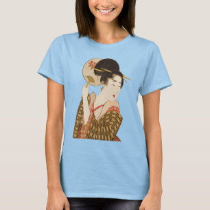 Oude Japanse Geisha-meisje in Kimono met waaier T-shirt