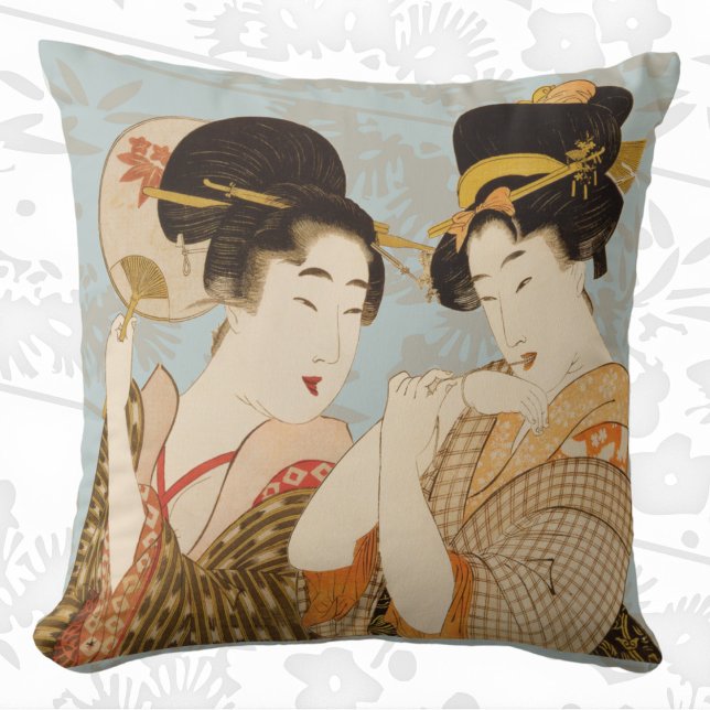 Oude Japanse Geisha-meisjes in kimono's Kussen (Creator heeft geüpload)