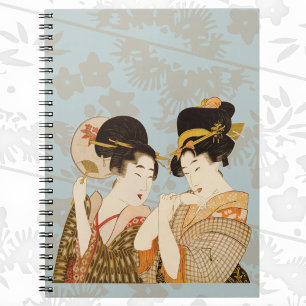 Oude Japanse Geisha Meisjes in Kimono's Notitieboek